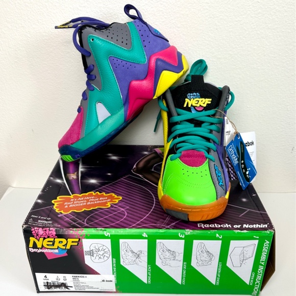 Reebok Kamikaze II NERF NERFOOP New Basketball Shoes Size 4 - Picture 9 of 16